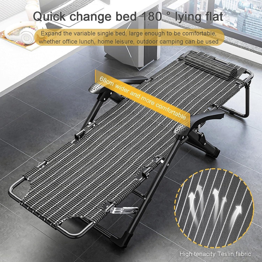 Gravity Indoor Outdoor Chair, Folding Reclining Lounge with Removable Gray Cushion and Headrest,