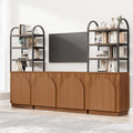 Yechen 110" Modular Entertainment Center with Bookshelves for up to 55", Mid Century Modern TV Stand with Storage, TV Cabinet with Adjustable Shelves, Living Room, Walnut Oak (3 PCS)
