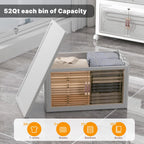 440Qt Stackable Storage Bins with Lids, 8 Pack Collapsible Bins with Wheels, Plastic Cabinet with Doors, Foldable Closet Organizers and Storage for Home, Dorm, Office, White