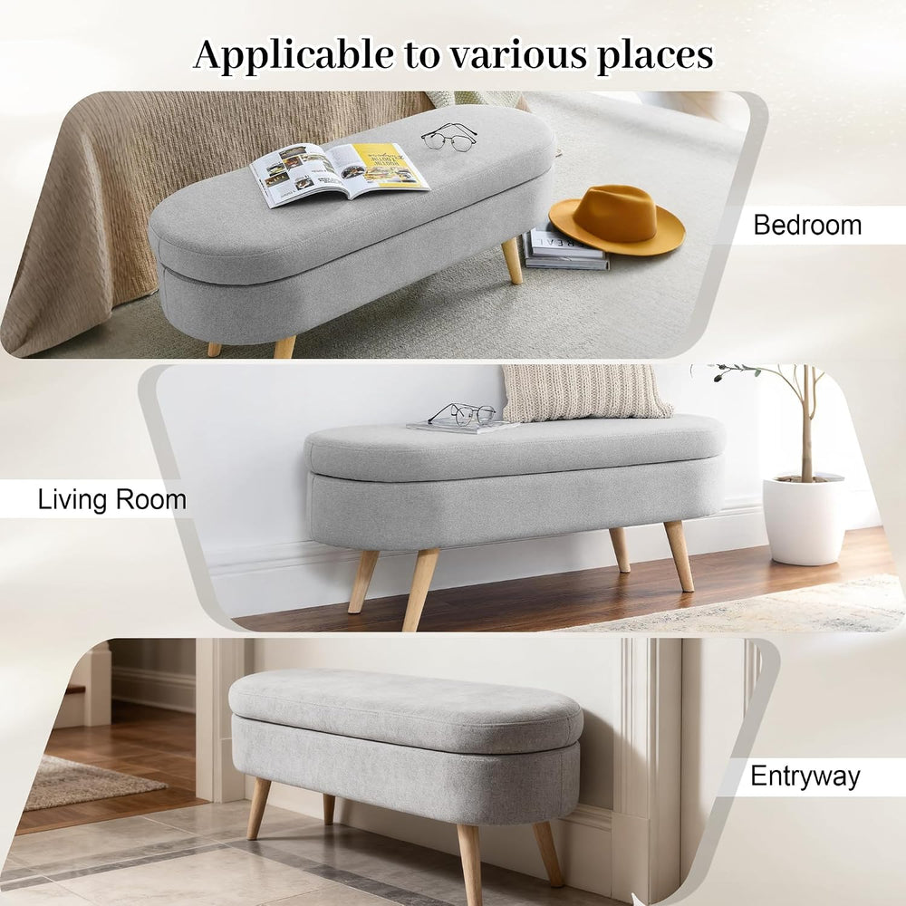 Storage Bench, 43" Storage Ottoman Bench for Bedroom, Upholstered Entryw...