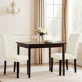 CHUN YI Dining Chairs Set of 2, Button Tufted Upholstered Fabric Dining Room Chairs with Solid Wood Legs, Modern Parsons Chair Side Chair for Kitchen/Restaurant/Hotel, Ivory White