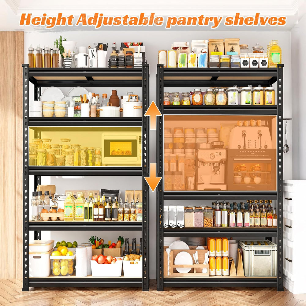 REIBII Set of 3 Storage Shelves 5 Tier Garage Shelving Heavy Duty Load 2000LB...