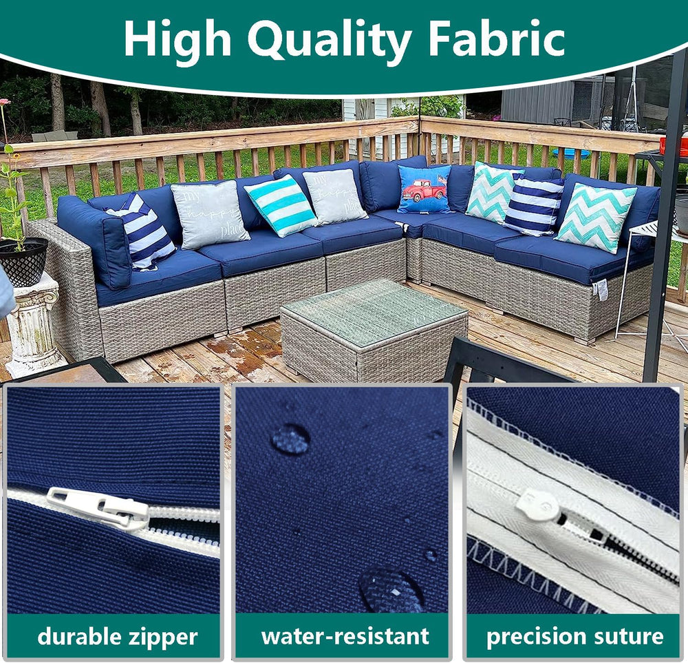 FLYMEI Patio Cushion Covers 21x19x3, Navy Blue, 4Packs