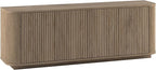 Henn&Hart Fluted TV Stand for TVs up to 75" with 2 Storage Cabinets with an Adjustable Shelf for Living Room, Family Room, or Office, Weathered Gray