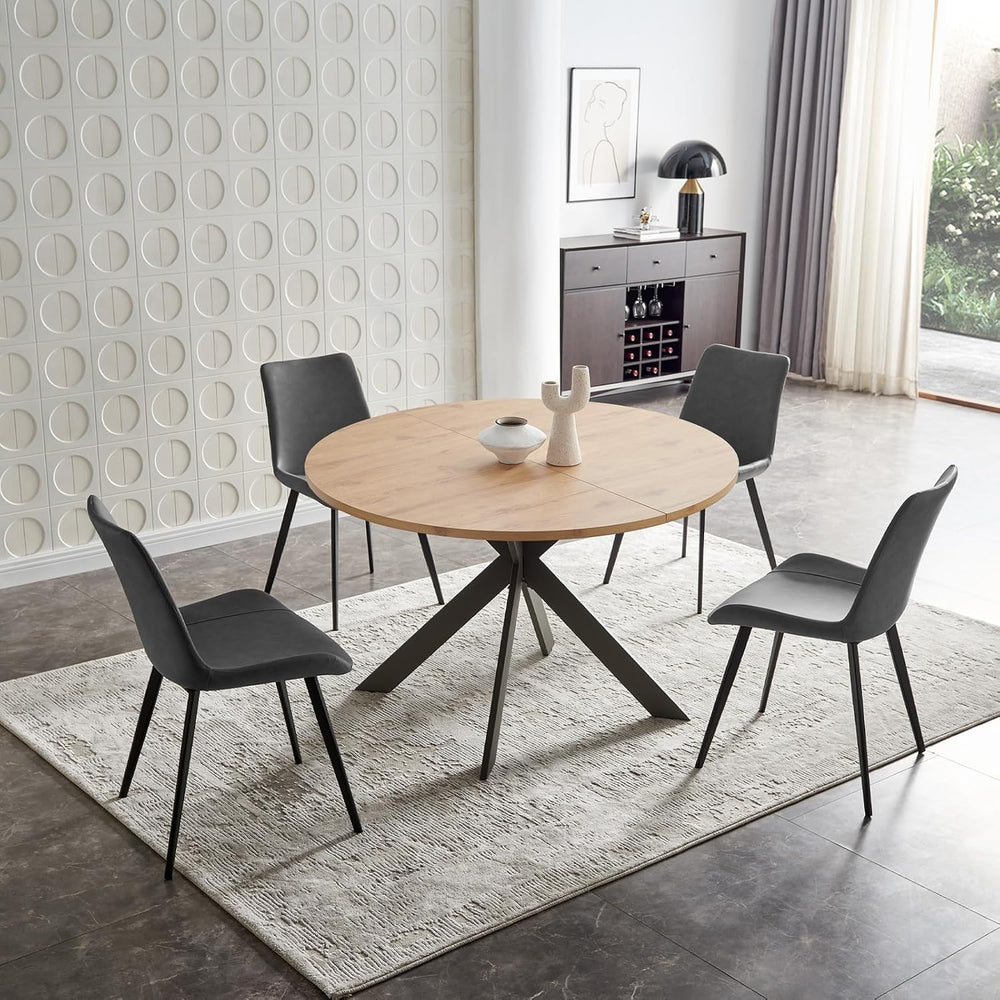 Zerifevni 46.4" Round Dining Table Set, Mid Century Modern Round Dining ...