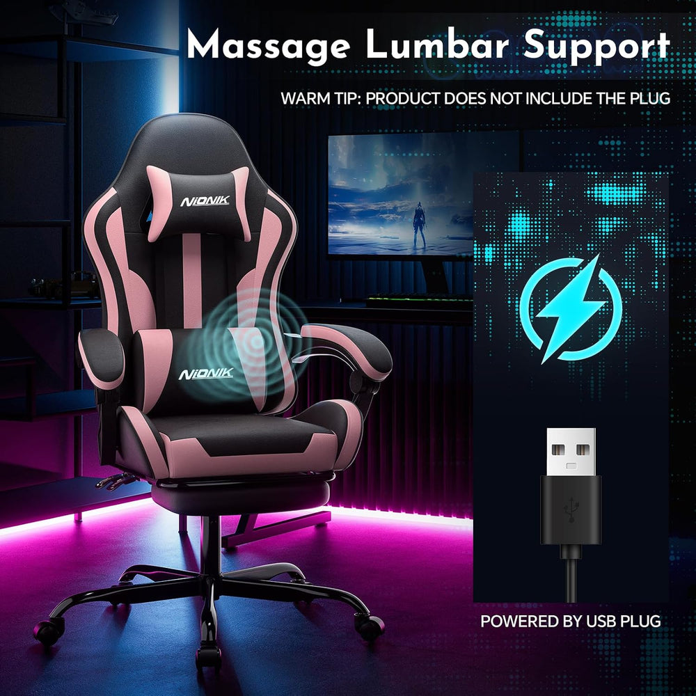 Gaming Chair, Ergonomic Computer Chair with Footrest and Lumbar Support, Heig...