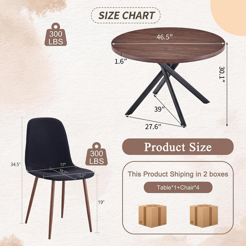 Round Dining Table Set for 4, Round Kitchen Dining Table and Chairs Set for 4...