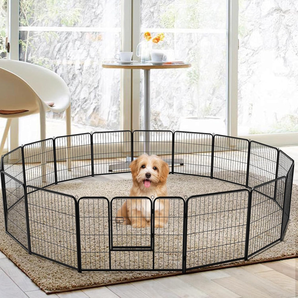 NEWBULIG Dog Playpen Indoor 24 Inch 16 Panels, Metal Outdoor Dog Fence Pen