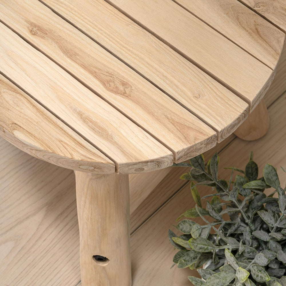 JONATHAN Y Finesse Handcrafted Solid Teak Wood Accent Stool, 14" Rustic ...