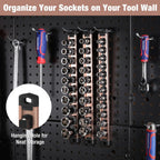 WORKPRO Magnetic Socket Organizer, 1/2-Inch Drive Aluminum Alloy Socket Rail, Heavy Duty Socket Holder, Socket Rack Kit 1/2-Inch x 10 Clips Champagne (Socket not Included)