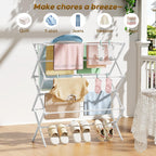 KINGBOARD Clothes Drying Rack, Collapsible Drying Rack Clothing with 11 Poles, 3-Tier Laundry Drying Rack, Small Clothes Drying Rack Foldable for Baby Clothes Sock Towel, 25lb Capacity, White