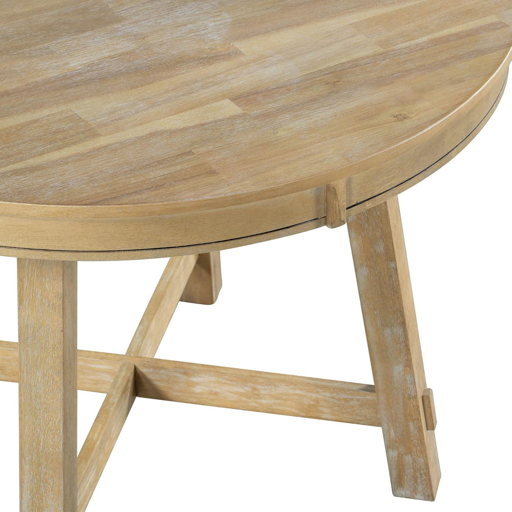ERYE Farmhouse Style Wooden Dining Table 42-Inch Functional Extendable Round ...