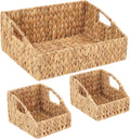 Set of 3 Handwoven Storage Baskets – Decorative Natural Wicker Organizer Bins with Built-in Handles for Bathroom, Kitchen, Pantry, Nursery, Closet, Laundry, Living Room, and Home Use