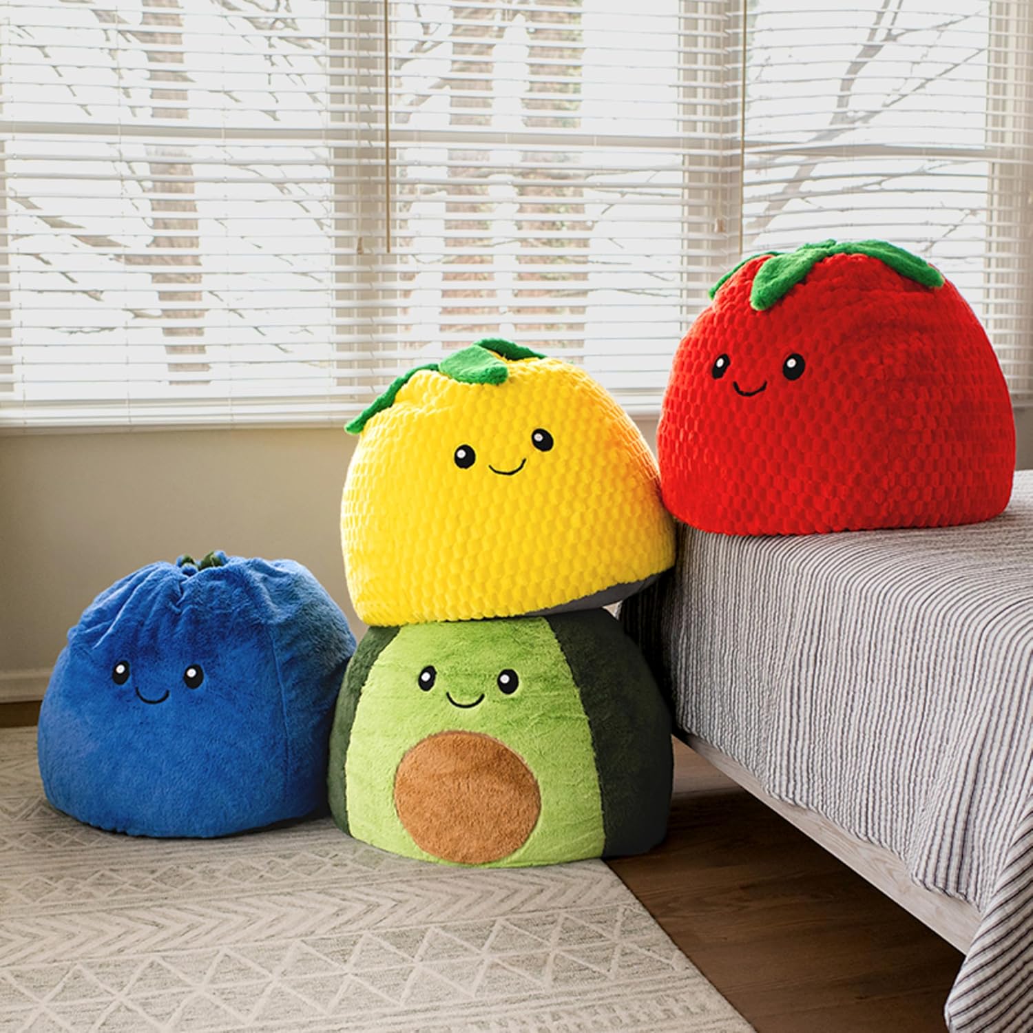 Big Joe Blueberry PlushiPals Super Soft Bean Bag Chair for Kids, Ultra-Soft Plush Polyester Blend, 2.5 feet Refillable