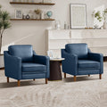 Kingfun Accent Chair Set of 2, Living Room Chairs, Faux Leather Reading Armchair, Mid Century with Solid Wood Foot, Upholstered Modern Decor for Bedroom, Apartment