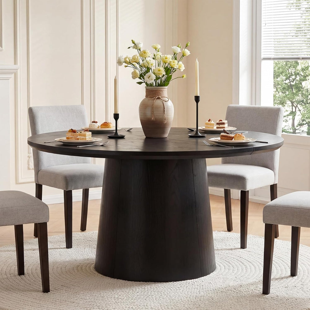 LITTLE TREE 47.24 Inches Round Dining Table, Modern Wooden Kitchen Table with...