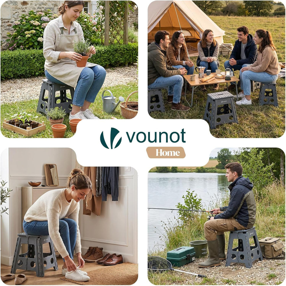 VOUNOT® Folding Step Stool, Portable Stepping Stool with Carrying Handle, Ant...