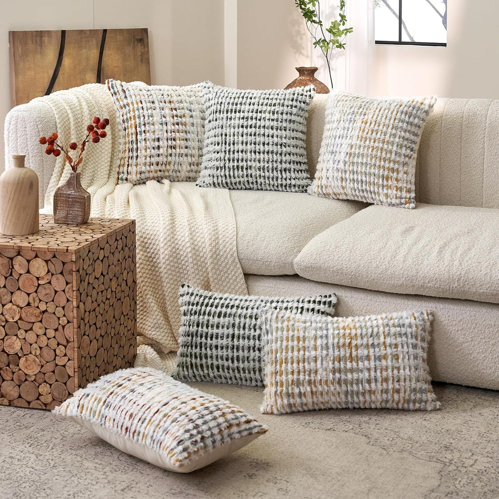 Aeckself Boho Chenille Tufted Pillow Cover 24 x 24 Inch, Decorative Square Bi...