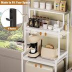 3-Tier Kitchen Bakers Rack with Adjustable Shelves, Freestanding Kitchen Microwave Stand with Storage, Split Design Coffee Bar Shelf for Home Office (White, 25.6")