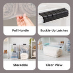 IRIS USA 72 Qt Stackable Plastic Storage Bins with Lids, 6 Pack - BPA-Free, Made in USA - See-Through Organizing Solution, Latches, Durable Nestable Containers, Secure Pull Handle - Clear