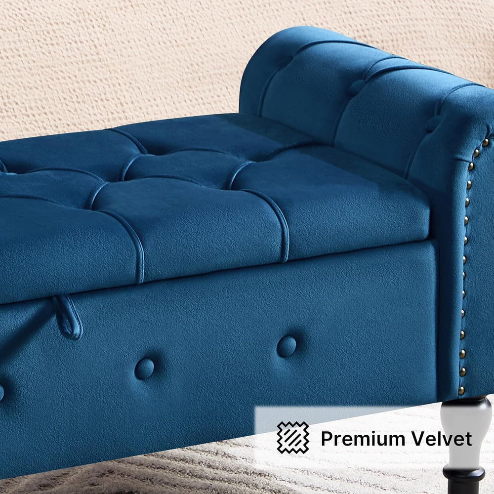 Storage Bench for Bedroom, Velvet 51" End of Bed Bench, Queen Size Bench...