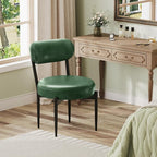 Upholstered Dining Chairs Set of 4, PU Leather Dining Room Chairs with Sturdy Metal Legs, Kitchen Chairs for Dining Room/Kitchen/Restaurant/Hotel, Modern Style, Green