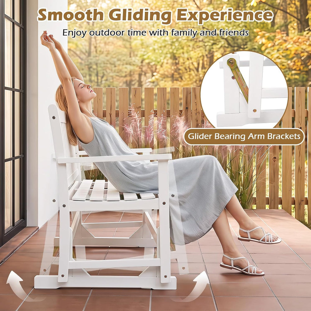 Tangkula 2-Person Patio Acacia Wood Glider Chair, 800 LBS | Armrests, Slatted...