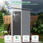 4x8 FT Plastic Storage Sheds Outdoor with Floor and Window, Lean to Resin Shed Easy to Install, Compact Sheds & Outdoor Storage/Tool Shed for Backyard Patio Lawn, Gray