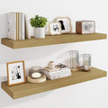Marsmiles 36" Floating Shelves for Wall, Wooden Shelves with Invisible Brackets Set of 2, Rustic Farmhouse Wall Mounted Shelf for Kitchen Bathroom Living Room Study, Natural Oak