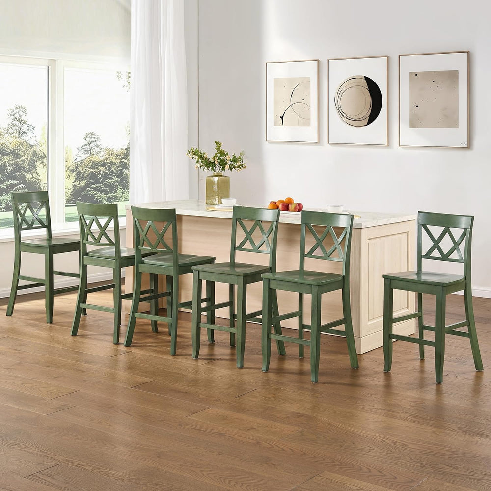 DUHOME 24'' Counter Height Barstools Set of 4, Wood Barstools with Fo...