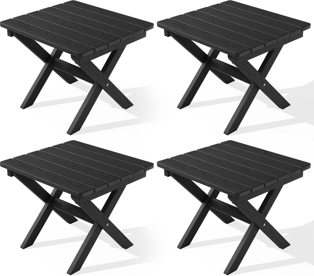 SERWALL Small Folding Outdoor Side Table Set of 4, Black