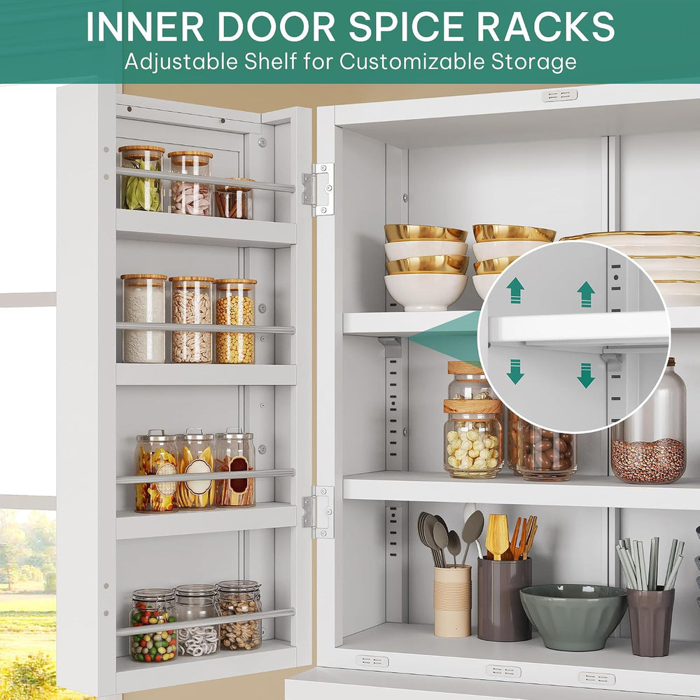 YITAHOME 71" Metal Kitchen Pantry Cabinet with 4 Door & 4 Adjustable...