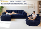 MAXYOYO L Shape Sectional Sofa Couch and Round Chaise Lounge, Modern Cloud Couch with Ottoman, Comfy Sofa with Layered Cushion, Tufted Upholstered Sleeper Chair for Living Room, No Assembly Required