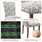 Stylish Dining Chairs Set of 6, Upholstered Parsons Dining Room Chair with Nailhead Trim, Kitchen Room Chair with Thick Cushions and Wood Legs, Nailhead Trim, SKY2050A-01