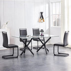 AZmac Modern Leather Dining Chairs Set of 4,Armless Kitchen Chairs,Dining Room Chairs with Upholstered Padded Seat and Sturdy Chrome Legs for Dining Room,Kitchen (Set of 4, Black-Black Leg)