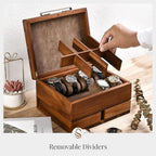 Shanik Luxury Large Watch Box Organizer for Men with 8 Divided Slots, Soft Velvet Pillows, and Pull-Out Drawers for Wallet, Cufflinks, and Accessories