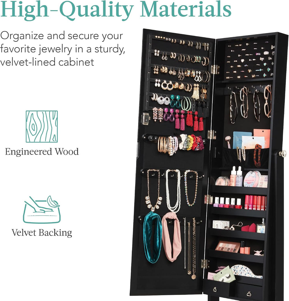 Best Choice Products Freestanding Jewelry Armoire Cabinet, Full Length Standi...
