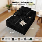 66" Chaise Lounge Chair Indoor,Oversized Boneless Single Sleeeper Couch Bed,Cloud Sofa with 3 Soft Pillows for Livingroom,Bedroom,No Assembly (Black, 66inch)