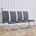 AZmac Modern Leather Dining Chairs Set of 4,Armless Kitchen Chairs,Dining Room Chairs with Upholstered Padded Seat and Sturdy Chrome Legs for Dining Room,Kitchen (Set of 4, Grey+PU Leather)