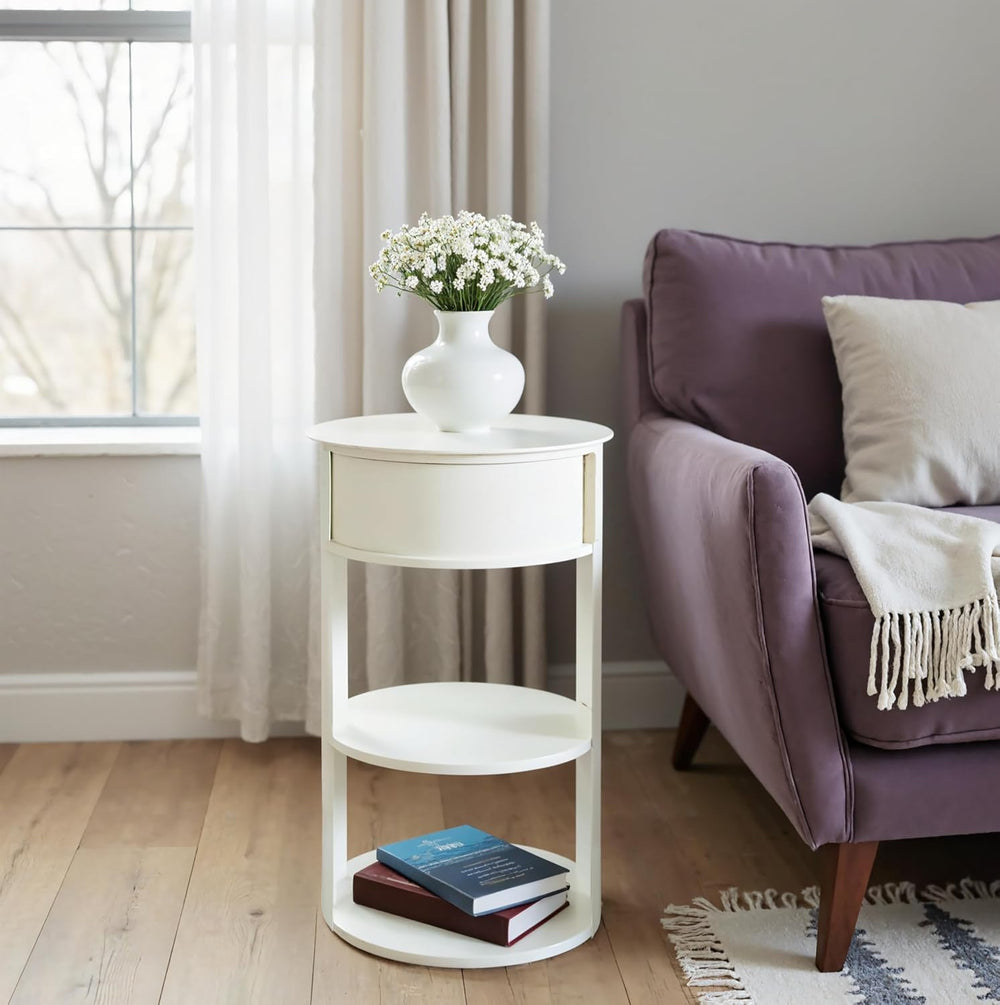 Christopher Knight Home Pomme 3-Tier Metal Small Side Table, Narrow Bedside T...