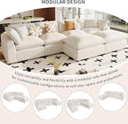 134.4 Inch U-Shaped Oversized Upholstered Sectional Sofa with Removable Ottomans, Large 6 Seater Modular Combination Corner Couch for Living Room, Office, Spacious Space, Beige