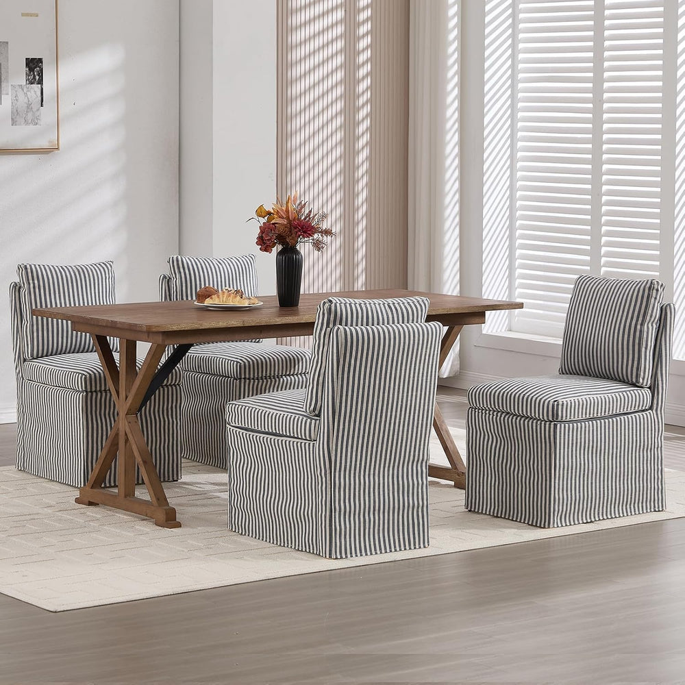 Slipcovered Dining Chairs Set of 2, Farmhouse Upholstered Dining Chair with S...