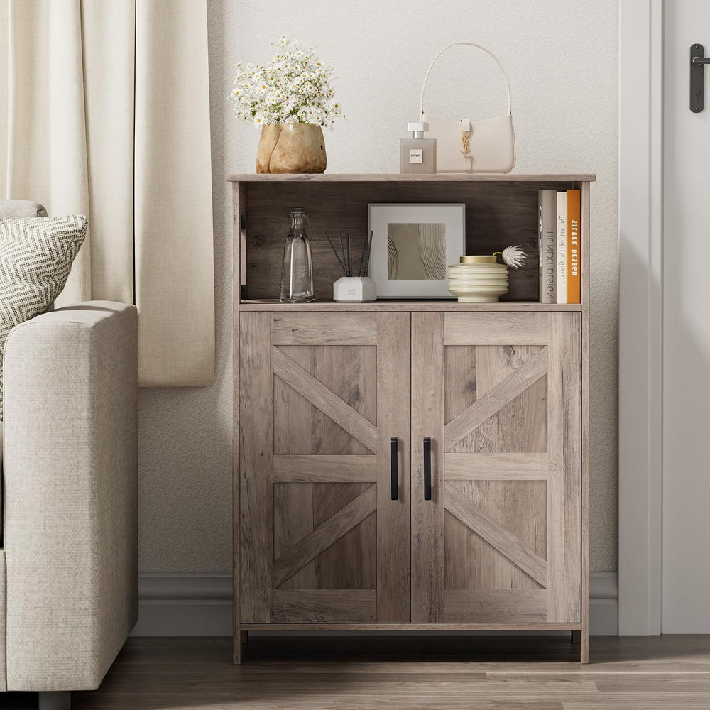 Farmhouse Bathroom Storage Cabinet with Doors, Small Floor Cabinet