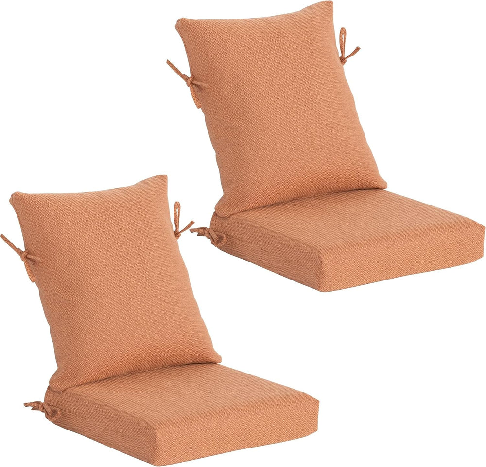Outdoor Deep Seat Cushions Set of 2, 20x20 Inch, Tangerine