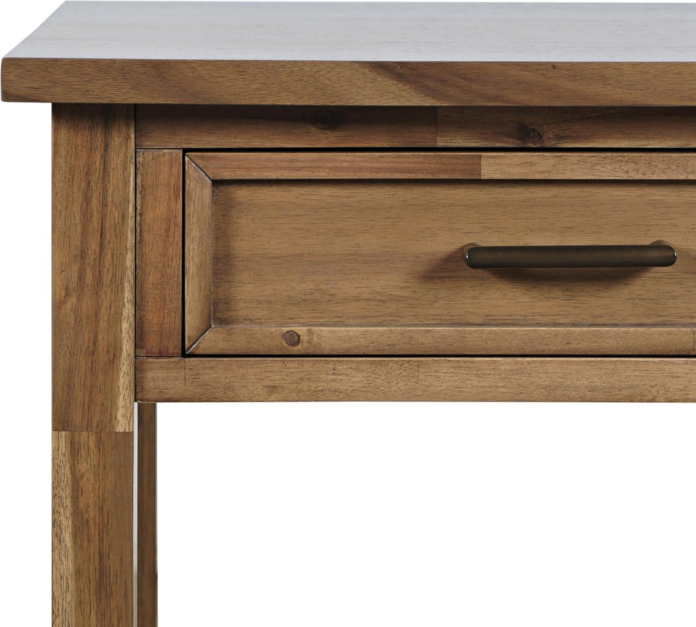 Jofran Acacia Wood Square End Table with Storage, Transitional Rustic Side Ta...