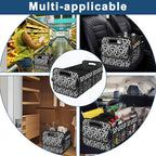 Deosk Car Organizer for SUV - 6 Big Pocket Trunk Storage With Waterproof Polyester, Car Accessories for Women/Men, Cow Print (Medium)