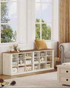 Hzuaneri Shoe Storage Bench, Wooden Entryway Shoe Benches with Cubby | Widened Wooden Farmhouse Shoe Bench with Compartments, Shoe Rack Benches for Cloakroom, Living Room, Antique White SB54514X