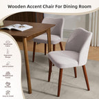 Dining Chair Set of 2, Linen Upholstered Dining Chair with Wood Legs, Wing Backrest, Wooden Kitchen Chair, Kitchen Chairs with Thick Cushions for Dining Room, Living Room, Light Grey
