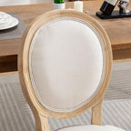 French Country Dining Chairs Set of 2,Farmhouse Upholstered Dining Room Chairs with Round Back and Solid Leg,Fabric Kitchen Side Chairs for Kitchen/Bedroom/Dining Room,Beige