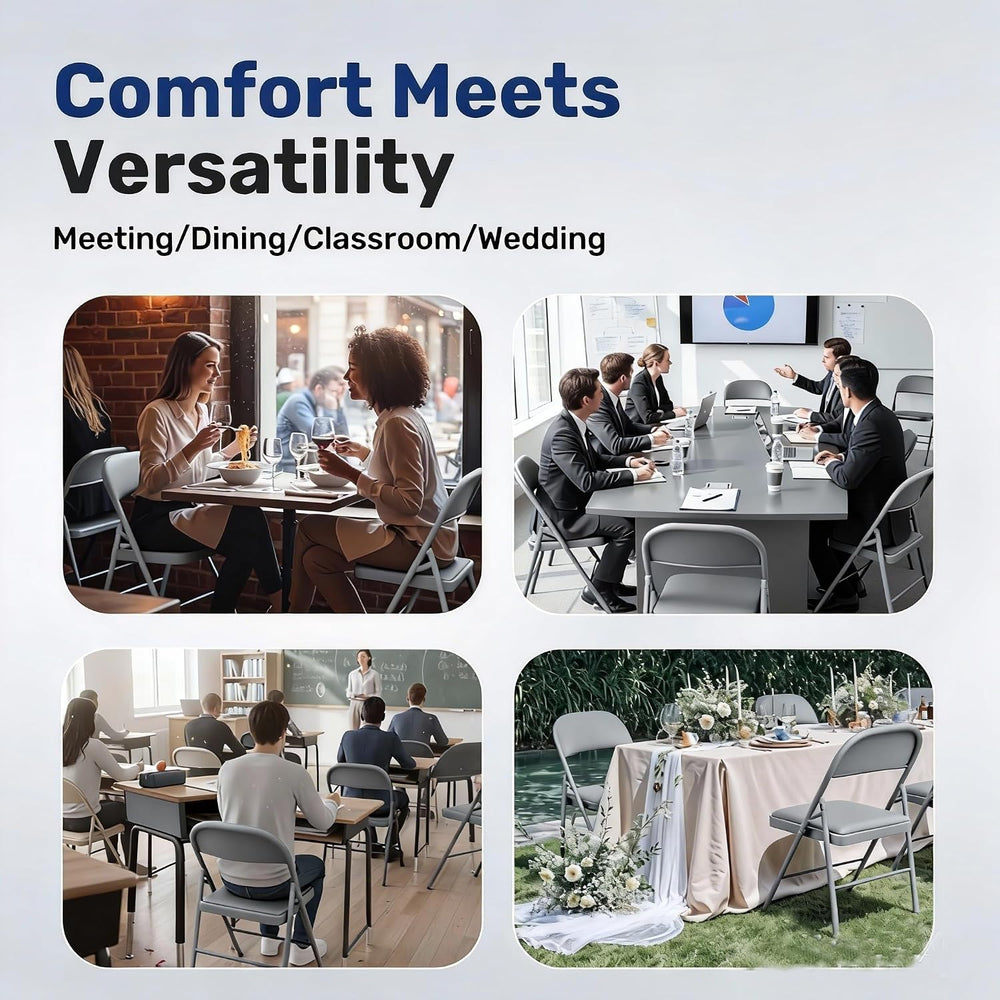 Simple Deluxe Dining Chairs Set of 4, Leather Cushion Foldable Modern Kitchen...